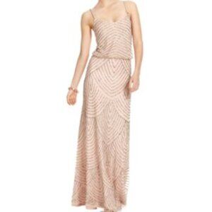 Adrianna Papel Gold Champagne Beaded Dress Maxi